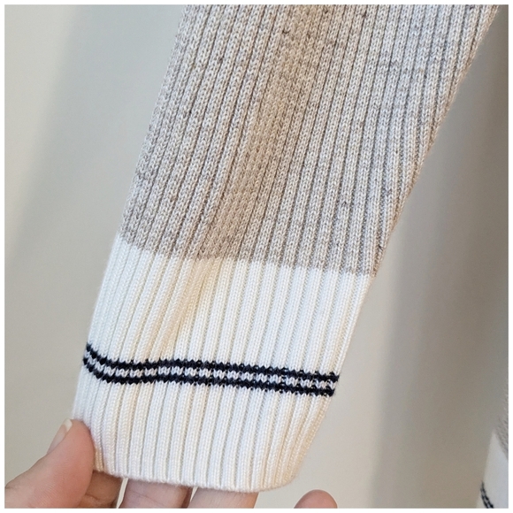 ST JOHN Sequin Jacquard Knit Open Shawl Cardigan in Taupe Melange - Picture 5 of 11